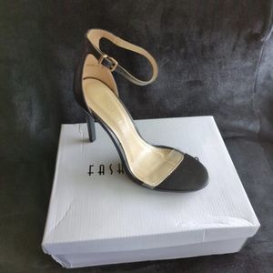 Black and clear strappy heels size 8
